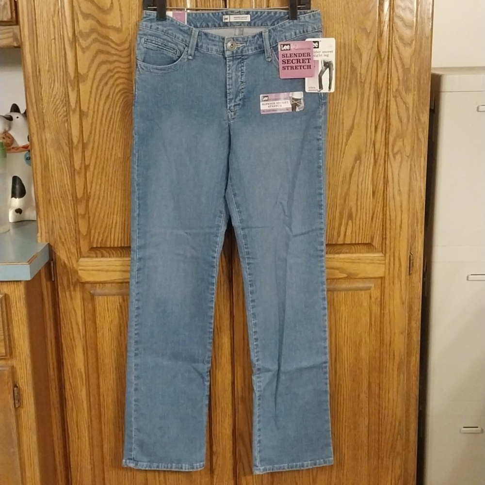 Lee Slender Secret Stretch NWT Denim Jeans Size 10‎ Med Blue Wash Bling Pockets
